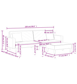 Ensemble de canapés 2 pcs avec coussins jaune velours