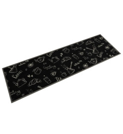 Tapis de cuisine lavable imprimé Morning noir 45x150 cm velours