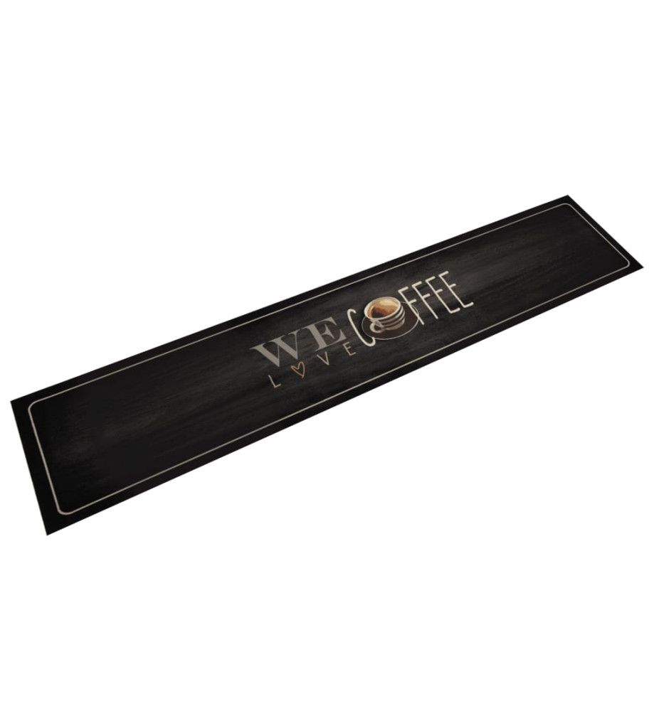 Tapis de cuisine lavable texte Coffee 60x300 cm velours