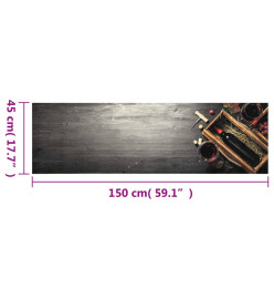 Tapis de cuisine lavable bouteille de vin 45x150 cm velours