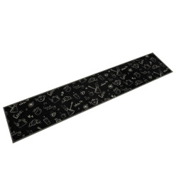 Tapis de cuisine lavable imprimé Morning noir 60x300 cm velours