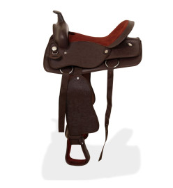 Selle, bridon et col de poitrine Cuir véritable 15 po Marron