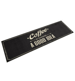 Tapis de cuisine lavable texte Coffee 45x150 cm velours