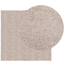 Tapis shaggy à poils longs moderne beige 120x120 cm