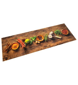 Tapis de cuisine lavable impression d'épices 60x300 cm velours