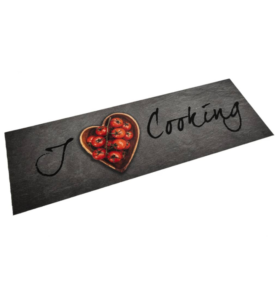 Tapis de cuisine lavable texte Cooking 60x180 cm velours