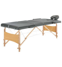 Table de massage avec 3 zones Cadre en bois Anthracite 186x68cm