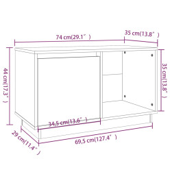 Meuble TV Gris 74x35x44 cm Bois de pin massif