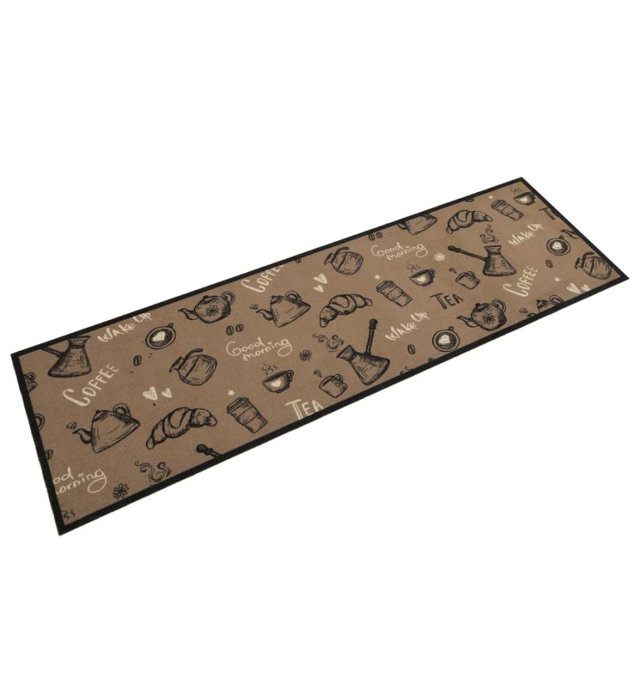 Tapis de cuisine lavable imprimé Morning brun 45x150 cm velours