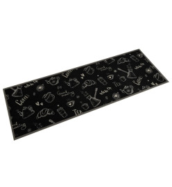 Tapis de cuisine lavable imprimé Morning noir 60x180 cm velours