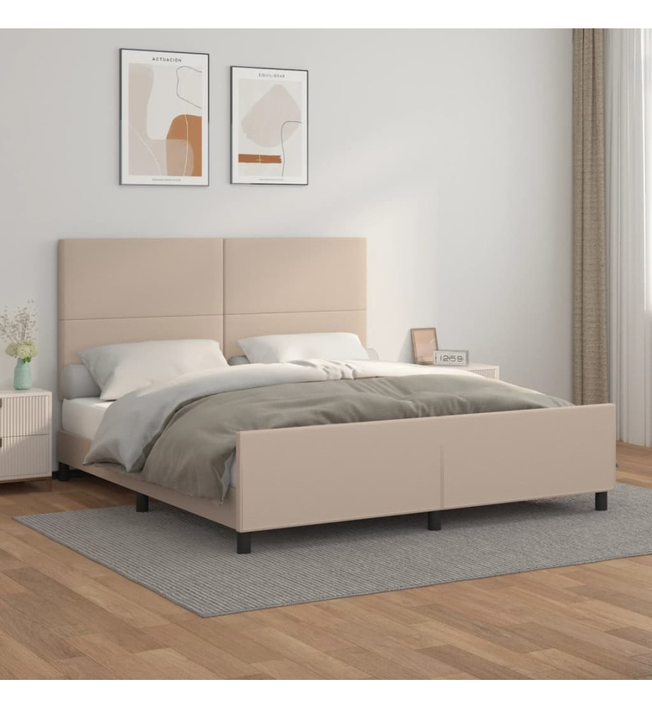 Cadre de lit avec tête de lit Cappuccino 160x200 cm Similicuir
