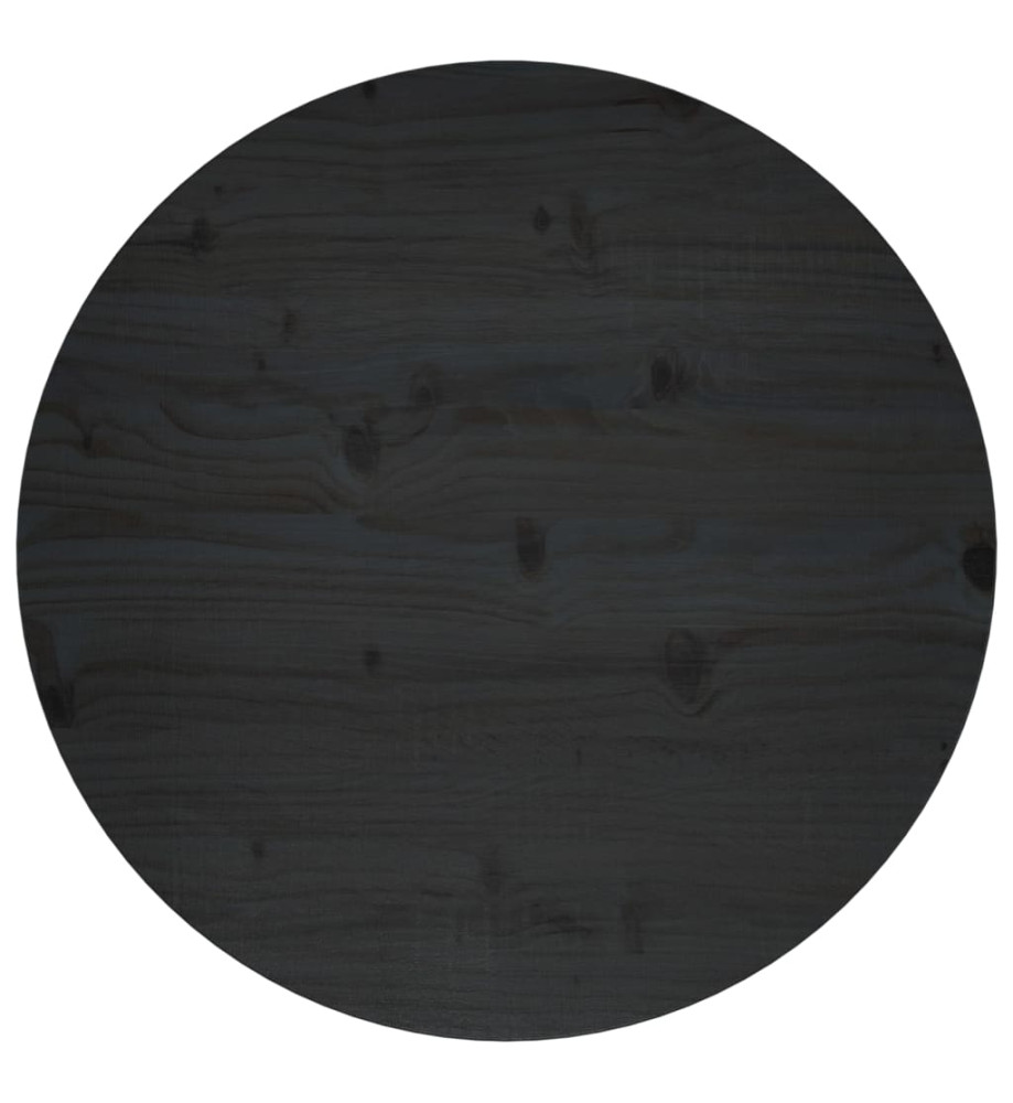 Dessus de table Noir Ø60x2,5 cm Bois de pin massif