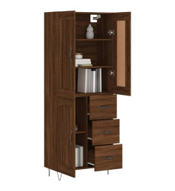 Buffet haut Chêne marron 69,5x34x180 cm Bois d'ingénierie