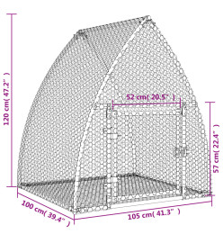 Cage à lapin argenté 100x105x120 cm acier galvanisé