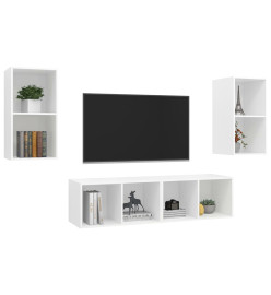 Meubles TV muraux 4 pcs Blanc Aggloméré