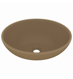 Lavabo ovale de luxe Crème mat 40x33 cm Céramique