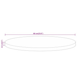 Dessus de table Ø 60x2,5 cm rond bois de manguier massif