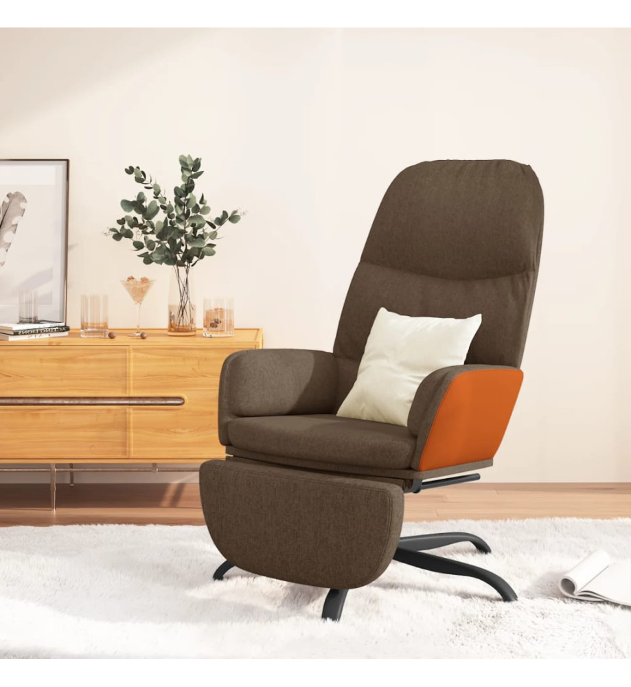 Chaise de relaxation avec repose-pied Marron Tissu