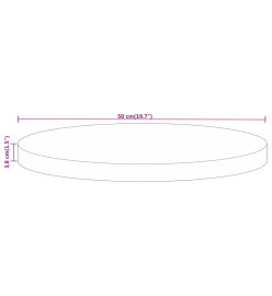 Dessus de table Ø 50x3,8 cm rond bois de manguier massif