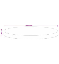 Dessus de table Ø 60x3,8 cm rond bois de manguier massif