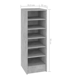 Armoire à chaussures Gris 31,5x35x90 cm Aggloméré