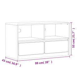 Meuble TV SAUDA chêne 99x43x55 cm bois de pin massif