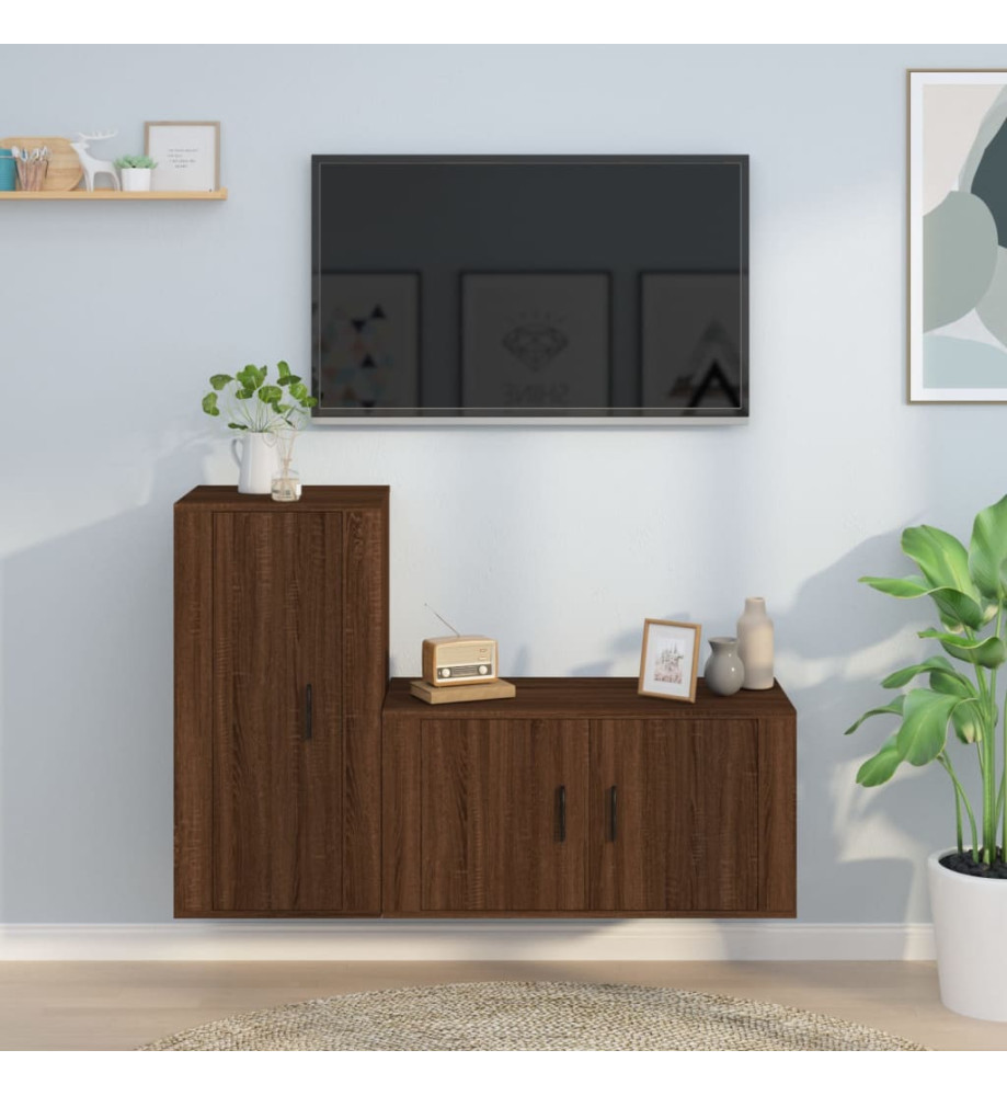 Ensemble de meubles TV 2 pcs Chêne marron Bois d'ingénierie