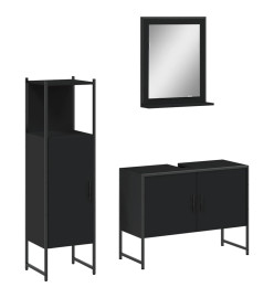 Ensemble d'armoires salle de bain 3 pcs noir bois d'ingénierie