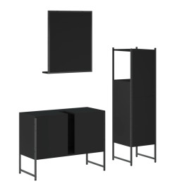 Ensemble d'armoires salle de bain 3 pcs noir bois d'ingénierie