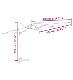 Parasol cantilever à double toit Bordeaux Rouge 300x300 cm