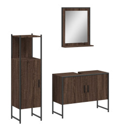 Ensemble d'armoires de salle de bain 3 pcs chêne marron