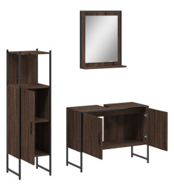 Ensemble d'armoires de salle de bain 3 pcs chêne marron