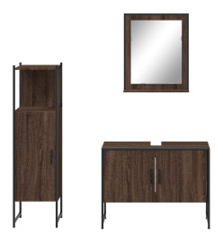 Ensemble d'armoires de salle de bain 3 pcs chêne marron