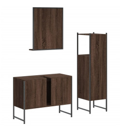 Ensemble d'armoires de salle de bain 3 pcs chêne marron