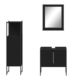 Ensemble d'armoires salle de bain 3 pcs noir bois d'ingénierie