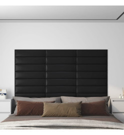 Panneaux muraux 12 pcs Noir 60x15 cm Similicuir 1,08 m²