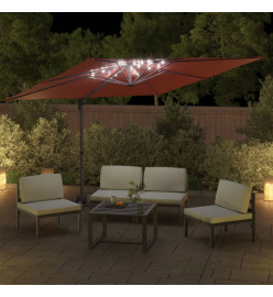 Parasol cantilever à LED Terre cuite 400x300 cm