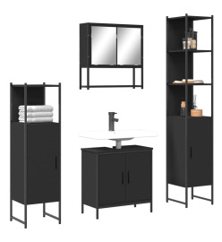 Ensemble de meubles salle de bain 4 pcs noir bois d'ingénierie