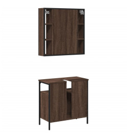 Ensemble de meubles de salle de bain 2 pcs Chêne marron