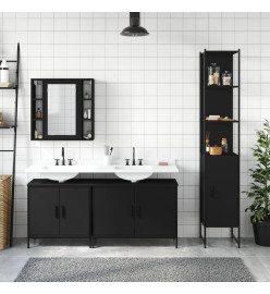 Ensemble d’armoires salle de bain 4 pcs noir bois d'ingénierie