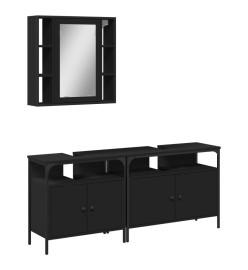 Ensemble d'armoires salle de bain 3 pcs noir bois d'ingénierie