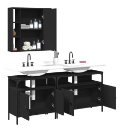 Ensemble d'armoires salle de bain 3 pcs noir bois d'ingénierie