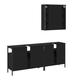 Ensemble d'armoires salle de bain 3 pcs noir bois d'ingénierie