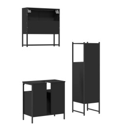 Ensemble de meubles salle de bain 3 pcs noir bois d'ingénierie