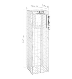 Poteau à panier de gabion 50x50x180 cm Fer