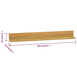 Étagères murales 2 pcs 90x10x10 cm Bois de teck massif