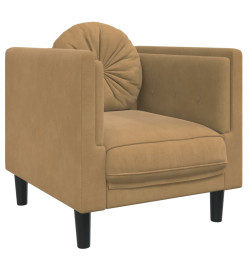 Fauteuil avec coussin marron velours