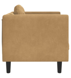 Fauteuil avec coussin marron velours