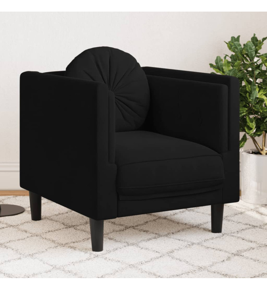 Fauteuil avec coussin noir velours