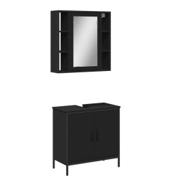 Ensemble de meubles salle de bain 2 pcs noir bois d'ingénierie